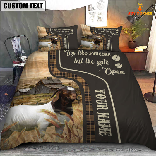 Uni Boer Goat Like Someone Left The Gate Open Customized Name 3D Bedding Set