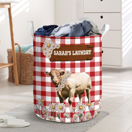 Uni Personalized Charolais Daisy Flower Laundry Basket
