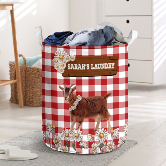 Uni Personalized Goat Daisy Flower Laundry Basket