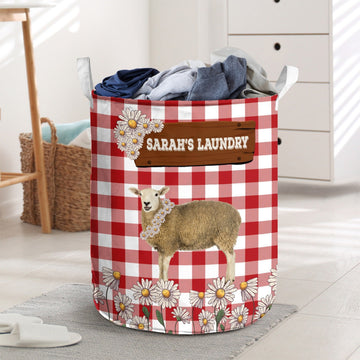 Uni Personalized Sheep Daisy Flower Laundry Basket
