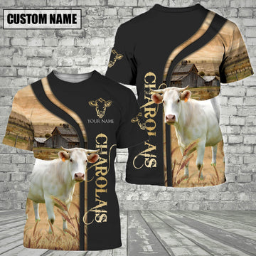 Uni Customized Name Name Charolais On The Farm 3D T - Shirt 2023