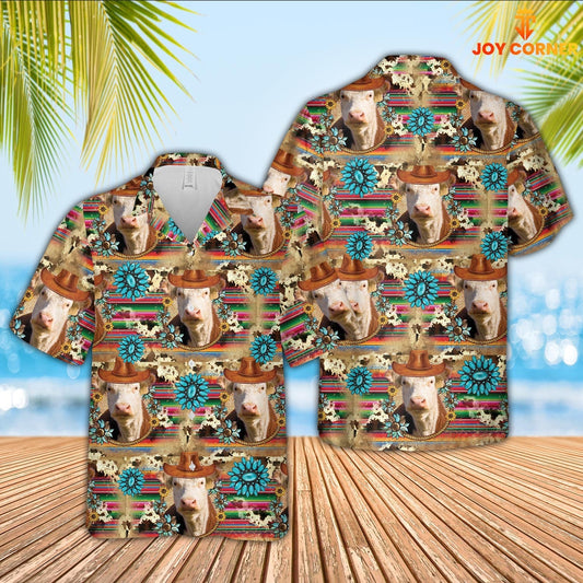 Uni Hereford Cowboy Pattern 3D Hawaiian Shirt