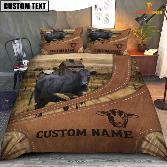 Uni Custom Name Black Angus On Farm Bedding Set