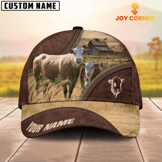 Uni Simmental On The Farm Customized Name 3D Brown Cap