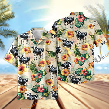 Uni Holstein Hibiscus Pineapple Hawaiian Shirt