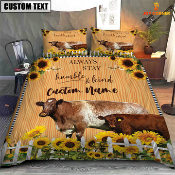 Uni Shorthorn Stay Humble And Kind Custom Name Bedding Set