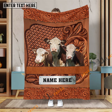 Uni Hereford Cattle Farming Life Personalized Name Blanket