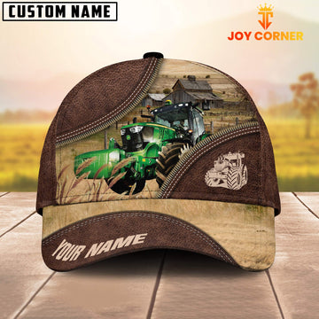 Uni Tractor On The Farm Customized Name 3D Brown Cap