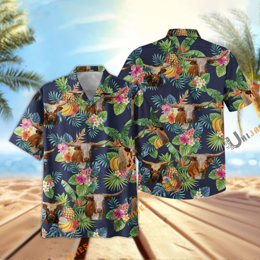 Uni Texas Longhorn Fruit Summer Hawaiian Shirt