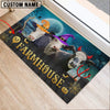 Uni Black Baldy Farmhouse Halloween Custom Name Doormat