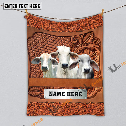 Uni Brahman Cattle Farming Life Personalized Name Blanket