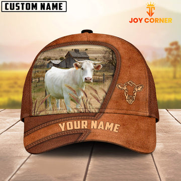 Uni Charolais Customized Name Brown Leather Pattern Cap