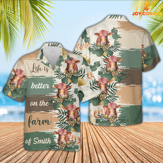 Uni Custom Name Beefmaster Life Is Better On The Farm Hawaiian Shirt