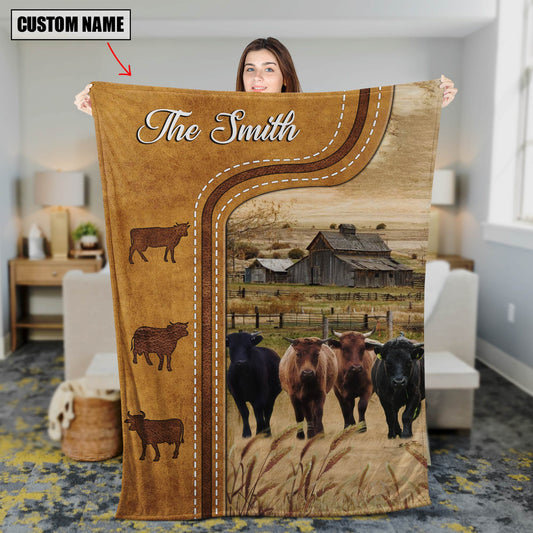 Uni Personalized Dexter Cattle In Field Farmhouse Blanket