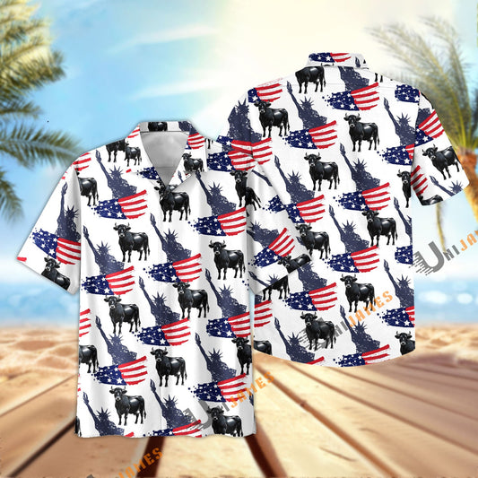 Uni Dexter US Flag and Liberty Pattern Hawaiian Shirt