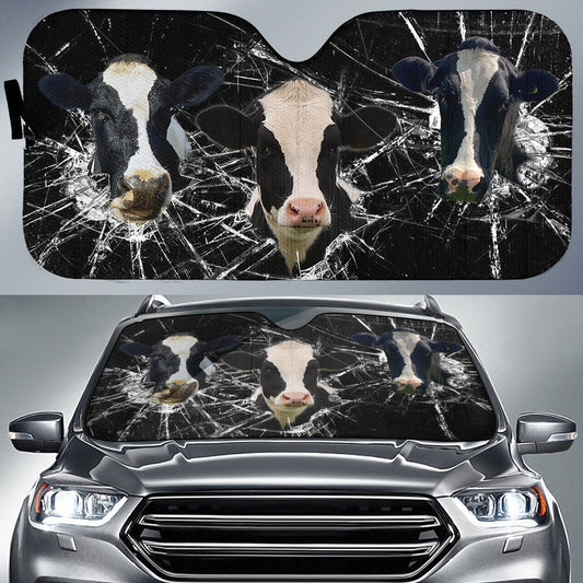 Uni Fresian Milk Cows Broken Glasses 3D Sun Shade