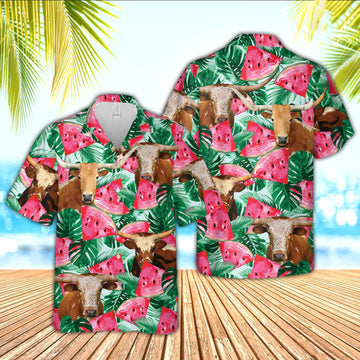 Unique Texas Longhorn Watermelon 3D Hawaiian Shirt