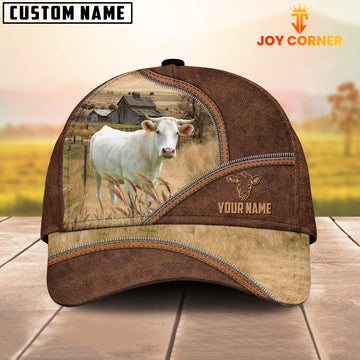 Uni Charolais Zipper Leather Pattern Customized Name Cap