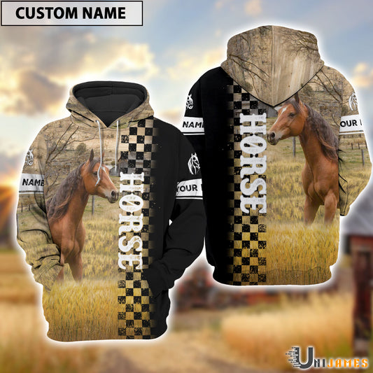 Uni Personalized Name Horse Day & Night On The Farm 3D Hoodie