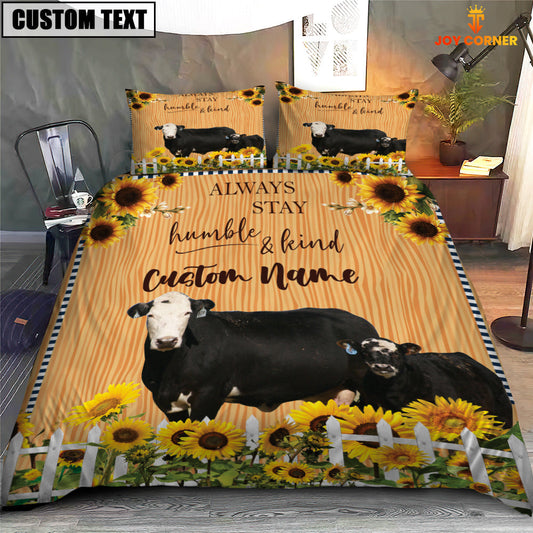 Uni Black Baldy Stay Humble And Kind Custom Name Bedding Set