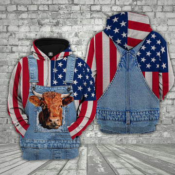 Uni Dexter Cattle US Flag Farm Personalized 3D Hoodie