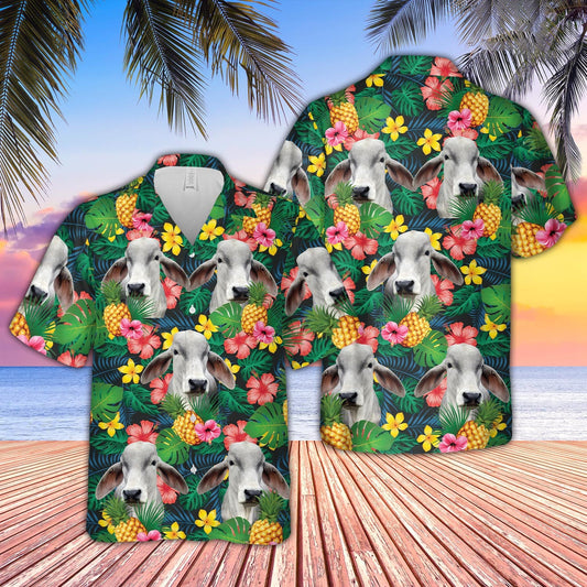 Uni Brahman Cattle Summer Pattern 3D Hawaiian Shirt