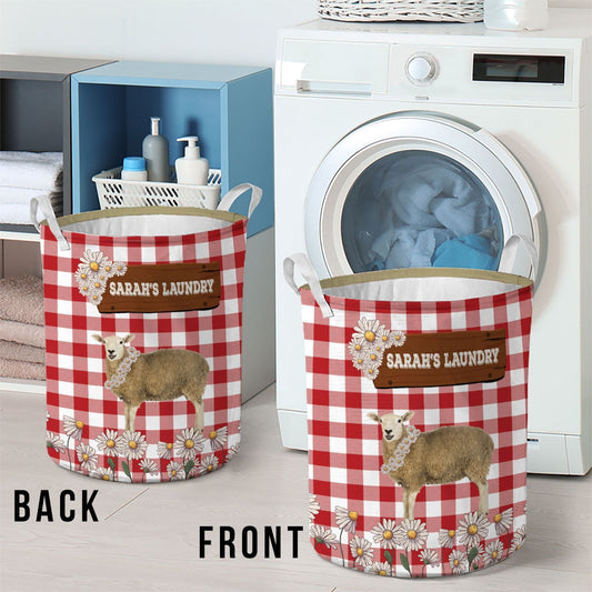 Uni Personalized Sheep Daisy Flower Laundry Basket