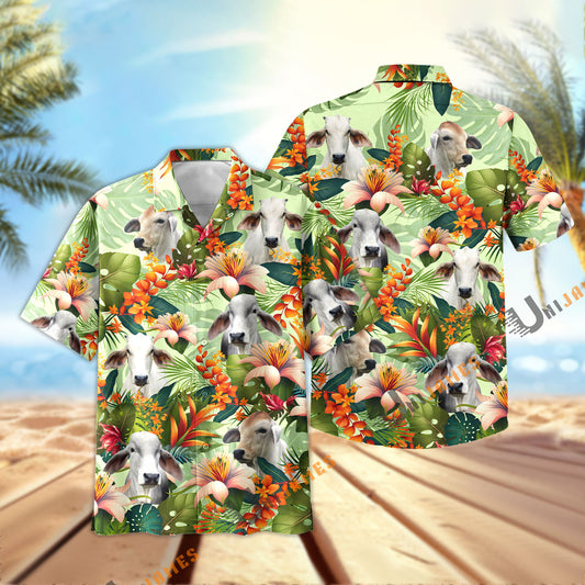 Uni Brahman Cool Summer Mint Pattern Hawaiian Shirt