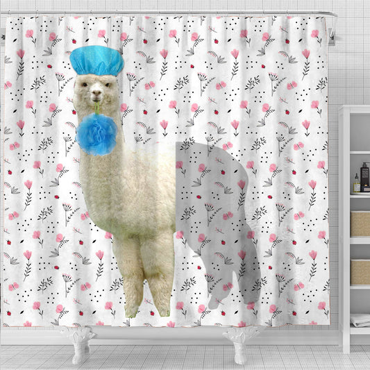 Uni Alpaca Flower 3D Shower Curtain