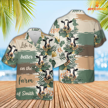 Uni Custom Name Holstein Life Is Better On The Farm Hawaiian Shirt