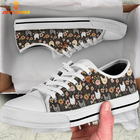 Uni Watercolor Chicken Floral on Muted Black Shoes
