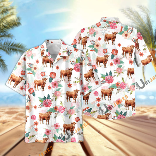 Uni Red Angus Fresh Summer 3D Hawaiian Shirt