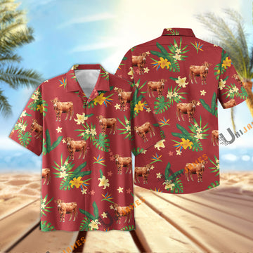Uni Red Angus Vintage Red Summer Hawaiian Shirt