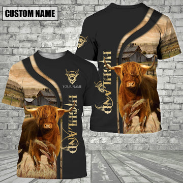 Uni Customized Name Name Highland On The Farm 3D T - Shirt 2023