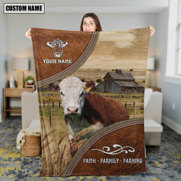 Uni Personalized Name Hereford. Faith Family Farming Blanket