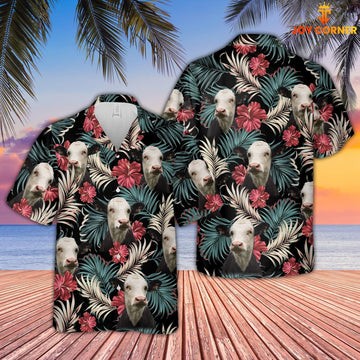 Uni Black Baldy Dark Red Flowers Pattern Hawaiian Shirt