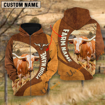 Unijames Texas Longhorn Farming Life Personalized Name 3D Hoodie