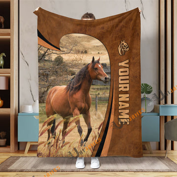 Uni Personalized Name Horse Premium Brown Pattern 3D Blanket
