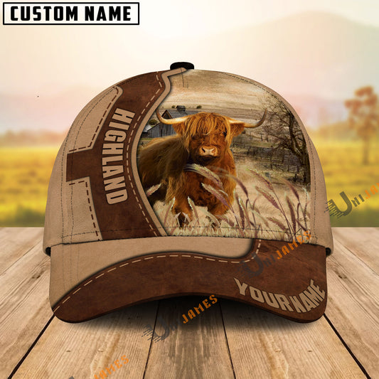 Uni Highland Cattle Suede Pattern Customized Name Cap