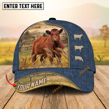 Uni Red Angus Farm Jeans Pattern Customized Name Cap