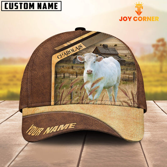 Uni Charolais Cattle Customized Name Brown Farm Cap