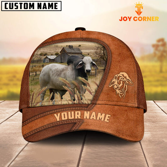 Uni Brahman Customized Name Brown Leather Pattern Cap