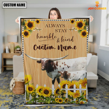 Uni Texas Longhorn Custom Name - Always Stay Humble and Kind Blanket