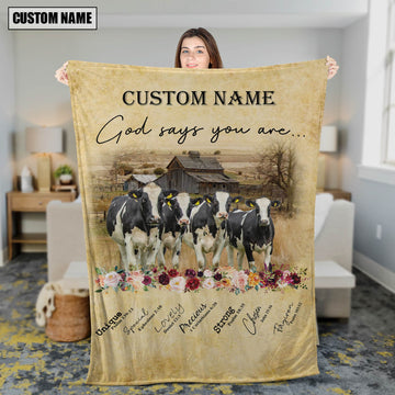 God Says You Are - Uni Personalized Name Holstein Blanket