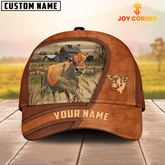 Uni Jersey Customized Name Brown Leather Pattern Cap