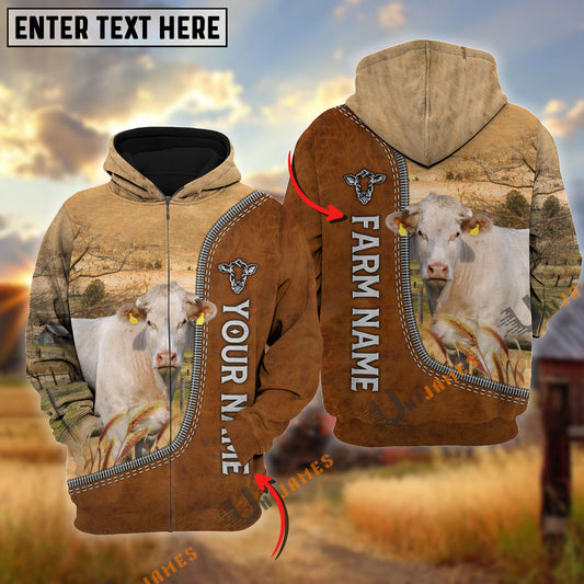 Uni Charolais Farming Happiness Personalized Name 3D Hoodie