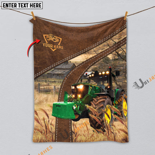 Uni Personalized Name Tractor Brown Blanket