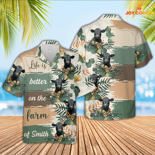 Uni Custom Name Black Angus Life Is Better On The Farm Hawaiian Shirt