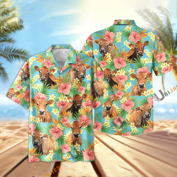 Uni Jersey Tropical Plants Leaves 3D Hawaiian Shirt