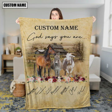 God Says You Are - Uni Personalized Name Horse, Donkey , Goat Blanket